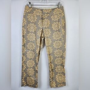 Banana Republic Women's Tan Floral Pantd, sz 4